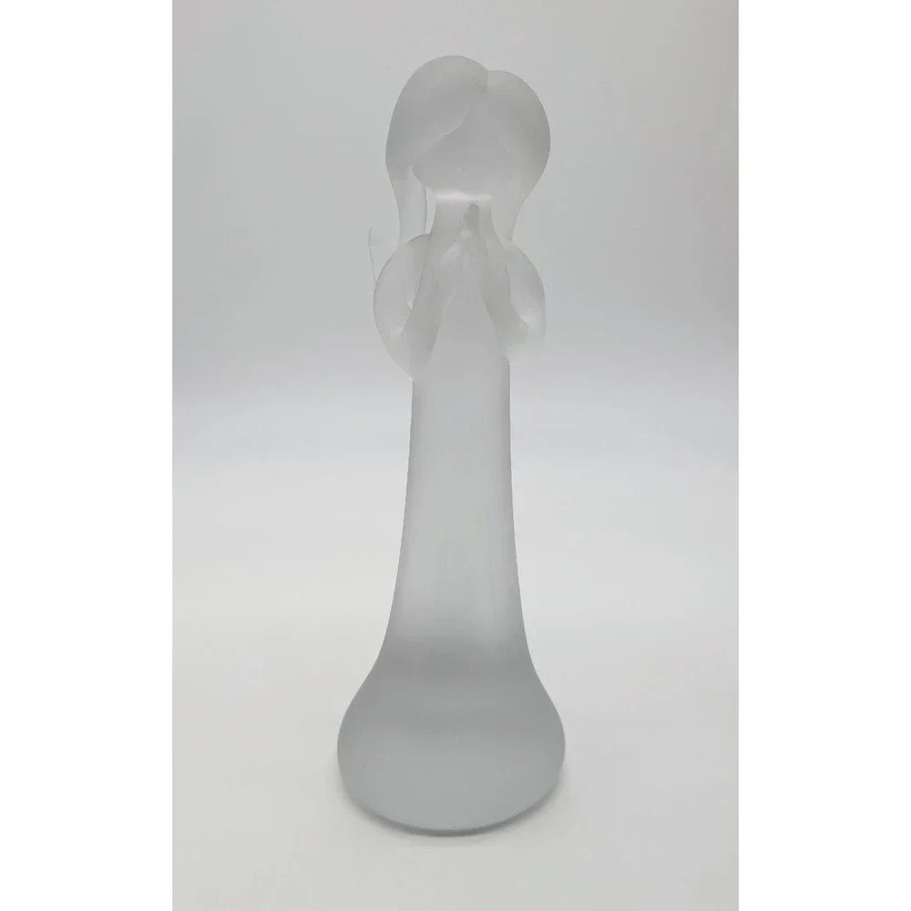 Satin Art Glass Angel Figurine Frosted  Praying Figure 9